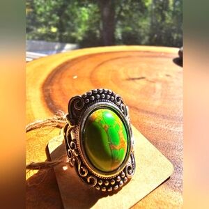 Vintage Green Stone Size 8 Mixed Mineral